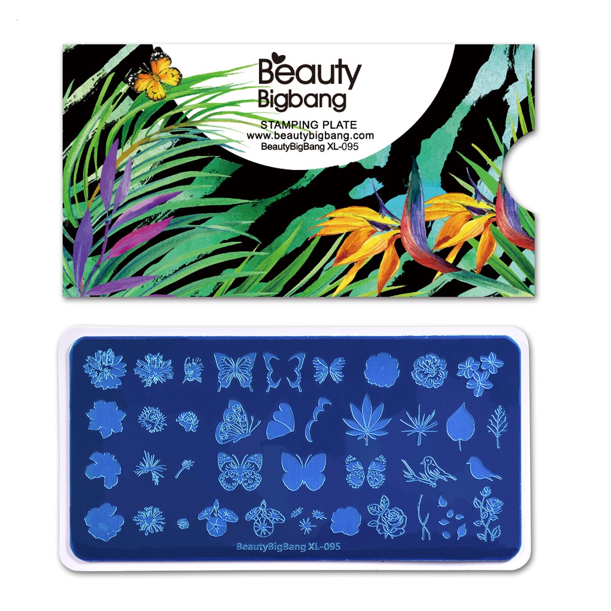 Beauty BigBang Nail Stamping Plates Nature Flower Butterfly Bird Theme Image Stainless Steel Nail Art Stamping Template XL-095