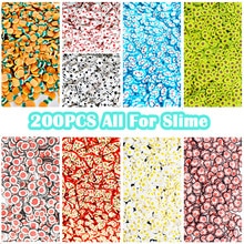 200Pcs Obst Scheiben Schleim Zusatzstoffe Weiche Fimo Scheiben für Nail art Schönheit Decor Schleim Füllstoff Supplies Charms Zubehör Spielzeug