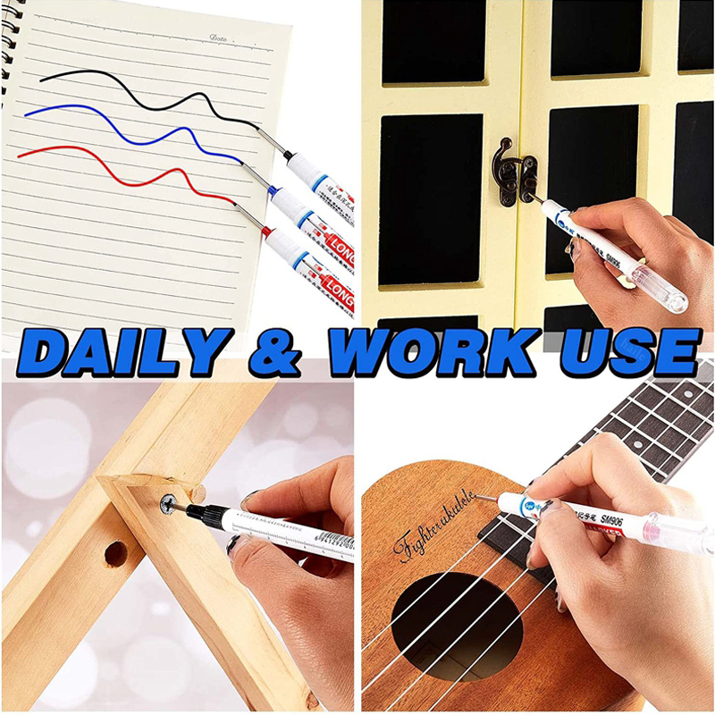 Haile Deep Hole Long Nib Multi-Purpose Marker Pens Waterproof Mechanical Carpentry Bathroom Woodworking Construction Marking Pen