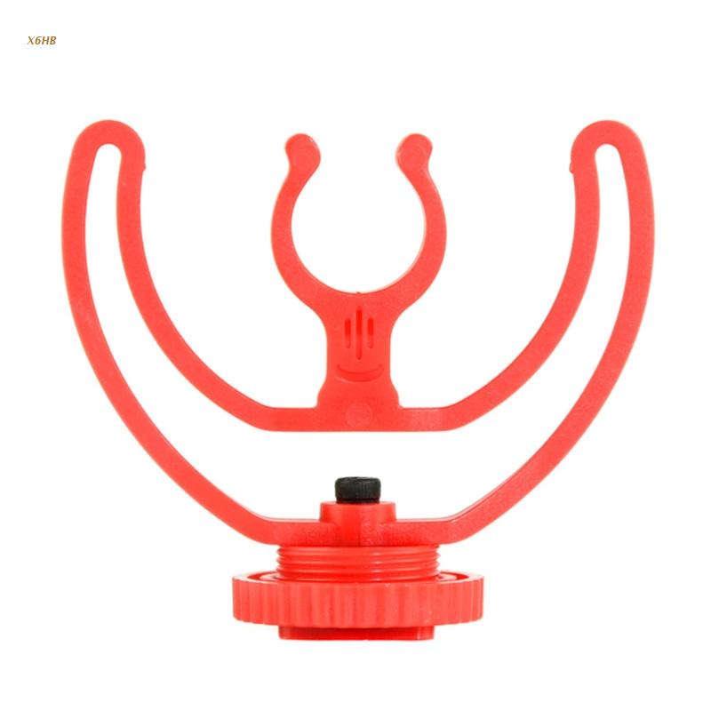 Camera Shoe Shock Mount with Rycote Lyre Bracket for Rode VideoMicro VideoMic Me Microphone X6HB: red