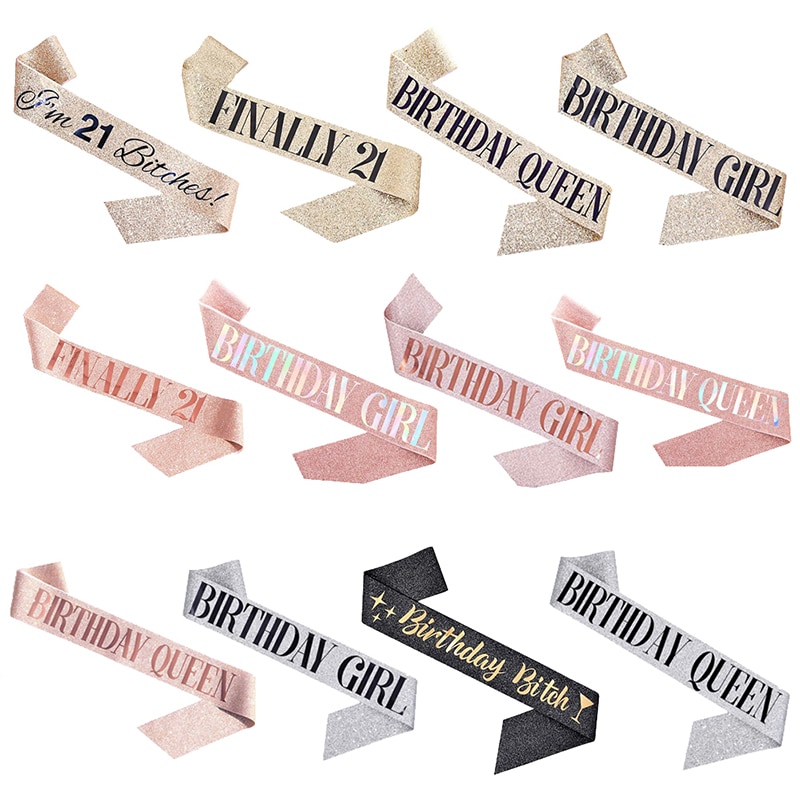 Ceinture en Satin pour anniversaire de 21 ans, fournitures de fête pour reine et fille, décoration d'anniversaire