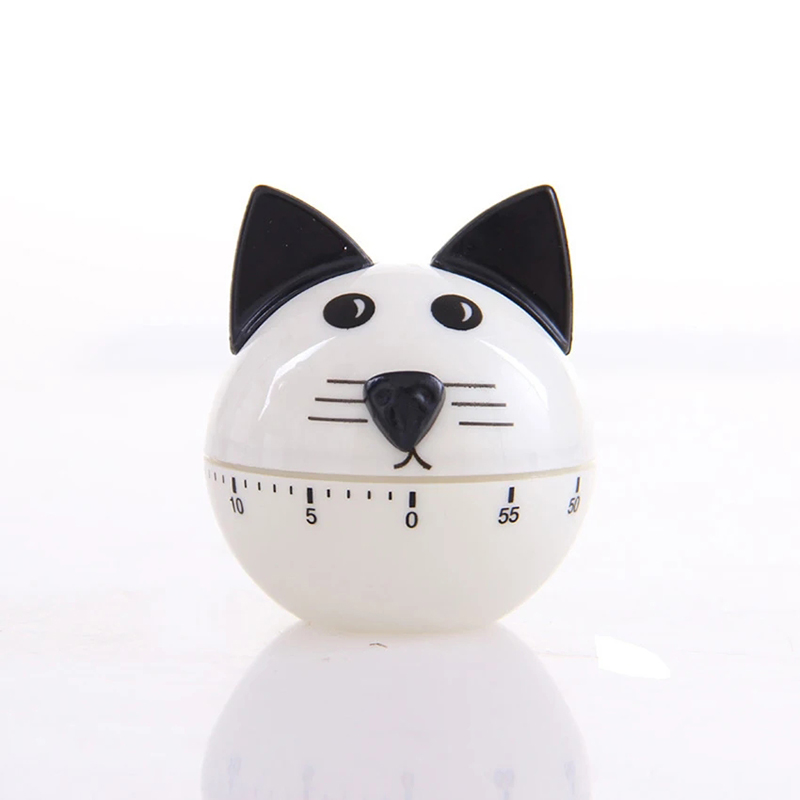 Cartoon Cat Countdown Timer 60 Minutes Digital Time Manager Clock Manual Mechanical Kitchen Cooking Time Reminder Baking Tools