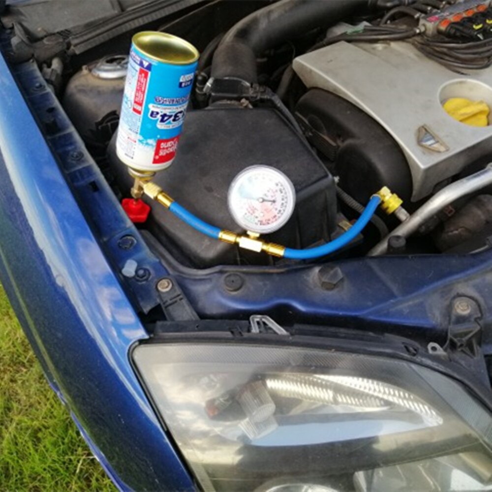 Kit de recarga de aire acondicionado automotriz, equipo de llenado de freón r134a, herramientas de aire acondicionado para coche, Juego de manómetro refrigerante