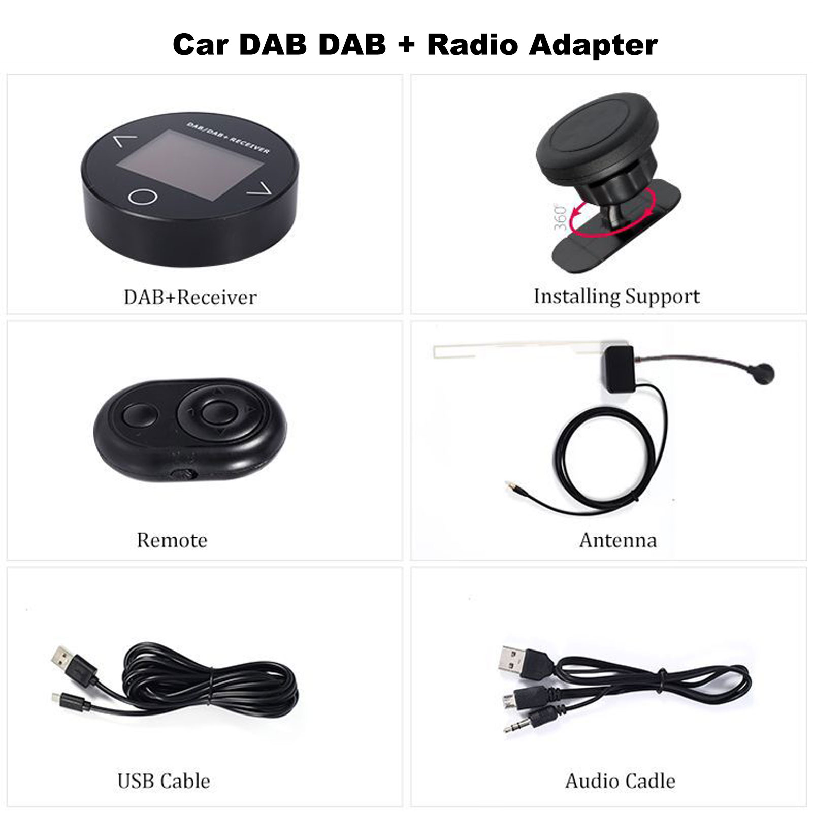 Car DAB DAB + Radio Adapter FM Transmitter Music Receiver Radio Adapter