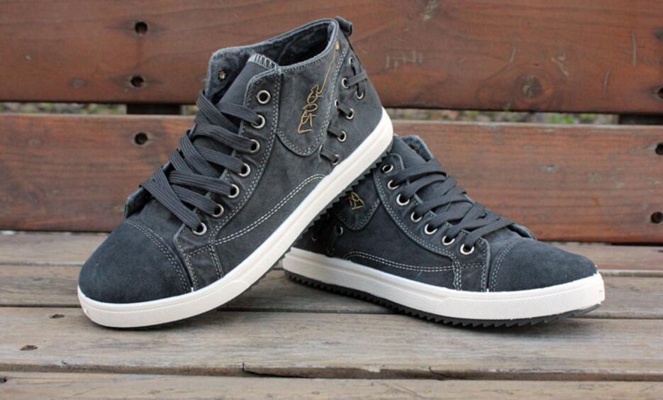 Heren sneakers denim canvas schoenen lente/herfst hoge hulp casual schoen tennis sneakers wandelen skateboard veterschoen platte schoen