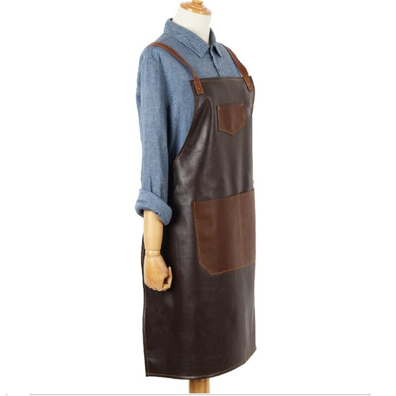 Læder pu kokke forklæde barista bartender kok frisør forklæde catering uniform arbejdstøj anti-snavs overalls