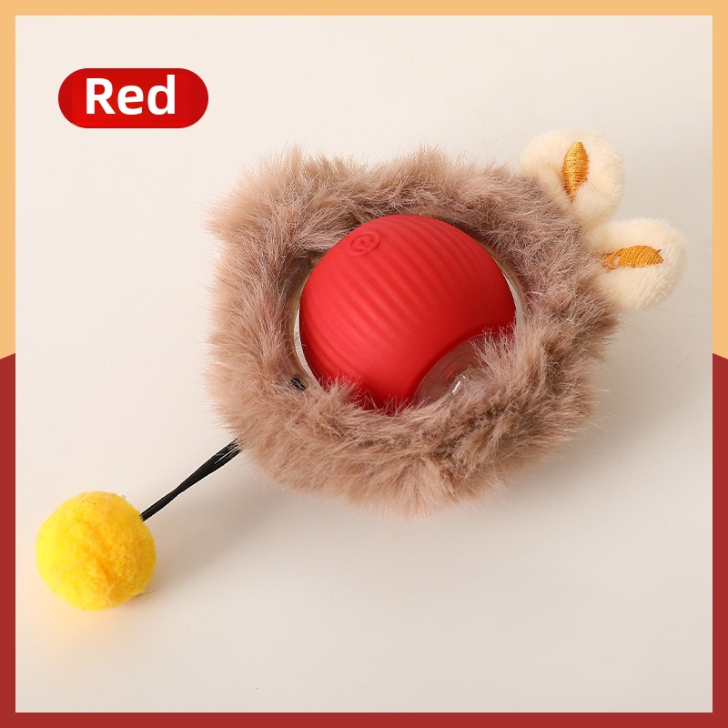 Jouet roulant automatique Rechargeable pour chat, boule intelligente interactive avec chargement USB, jouet électrique mobile pour animaux de compagnie, jeu d'intérieur pour chats/chiens: Rouge