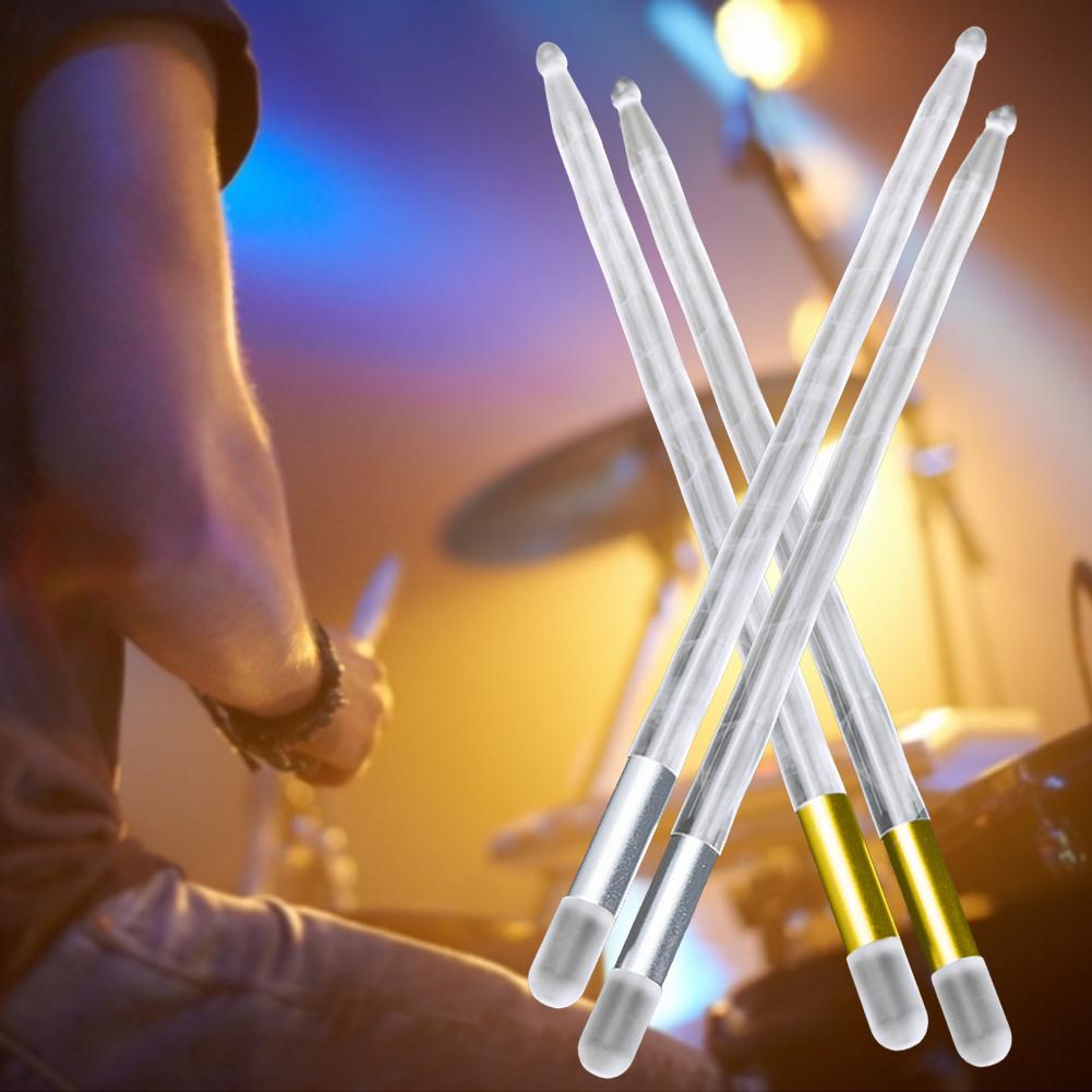 Baquetas de batería de acrílico con luz LED brillante, luminosas en la oscuridad, Jazz, efecto de rendimiento especial