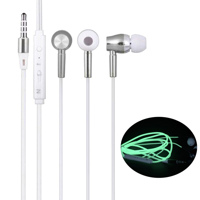 3.5Mm In-Ear Oordopjes Stereo Lichtgevende Oordopjes Nachtlampje Gloeiende Headset Sport Met Mic @ M23