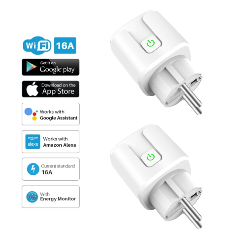 Smart Plug Wifi Socket Eu 16A Power Monitor Timing Functie Smartlife App Controle Werkt Met Alexa Google Assistent