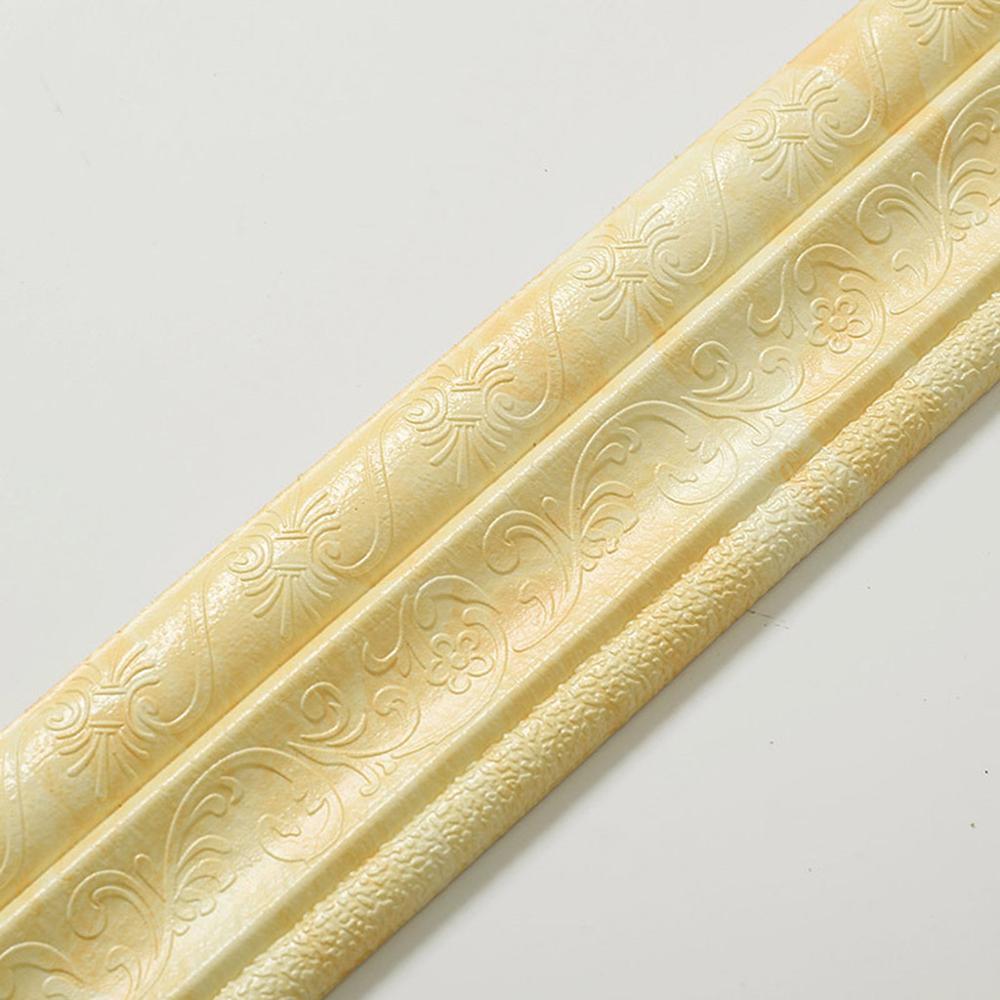 Waterproof Border Wall Sticker Top Corner Line Wall Edge Strip Wall Waist Line Sticker Tiles Wallpaper Border 3D Wall Decor: Yellow