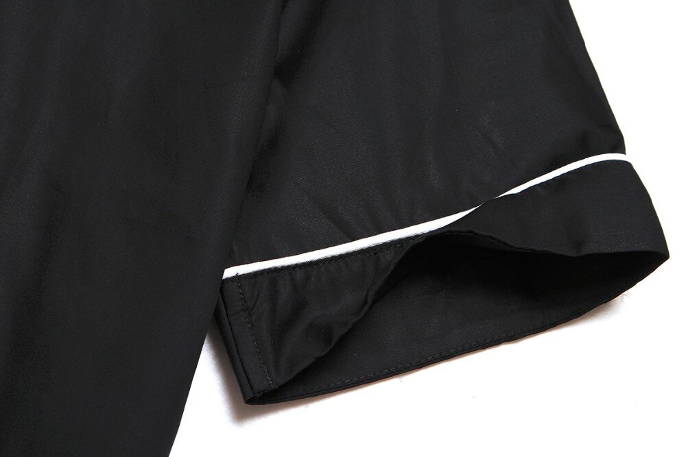 Herre svarte hvite skjorter korte ermer pluss størrelse hofte hopp punk stil fritidsskjorter merke menn fast avlet stripe streetwear