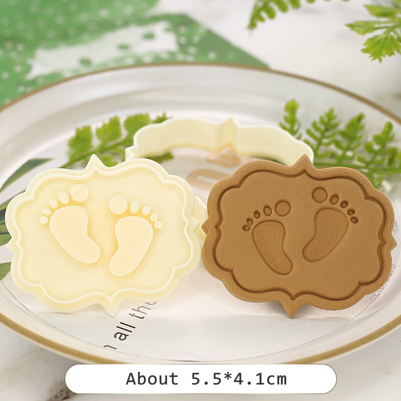 Cookie Cutter Biscuit Mold Cake Decoration Happy Birthday Baby Shower Cake Cookie Press Stamp Embosser Fondant Craft Cutter: 12(Random Color)
