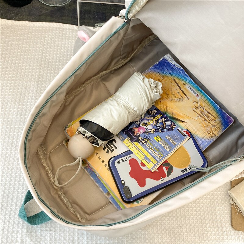 DCIMOR – sac à dos en Nylon imperméable pour femmes, cartable multi-poches, couleur contrastée, joli sac de voyage pour adolescentes,