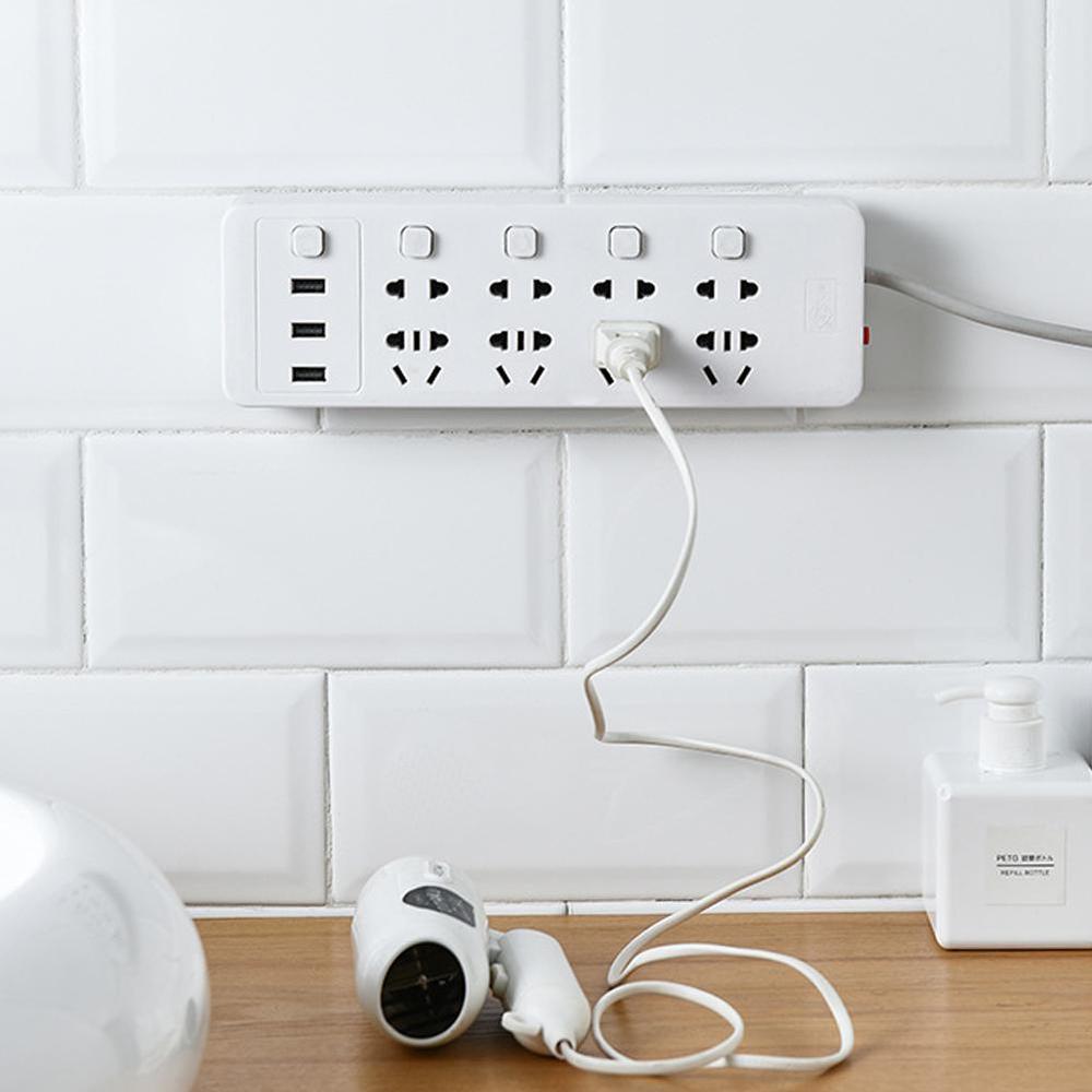 Wall-Mounted Sticker Punch-free Plug Fixer Home Self-Adhesive Socket Fixer Cable Wire Organizer Seamless Power Strip Holder