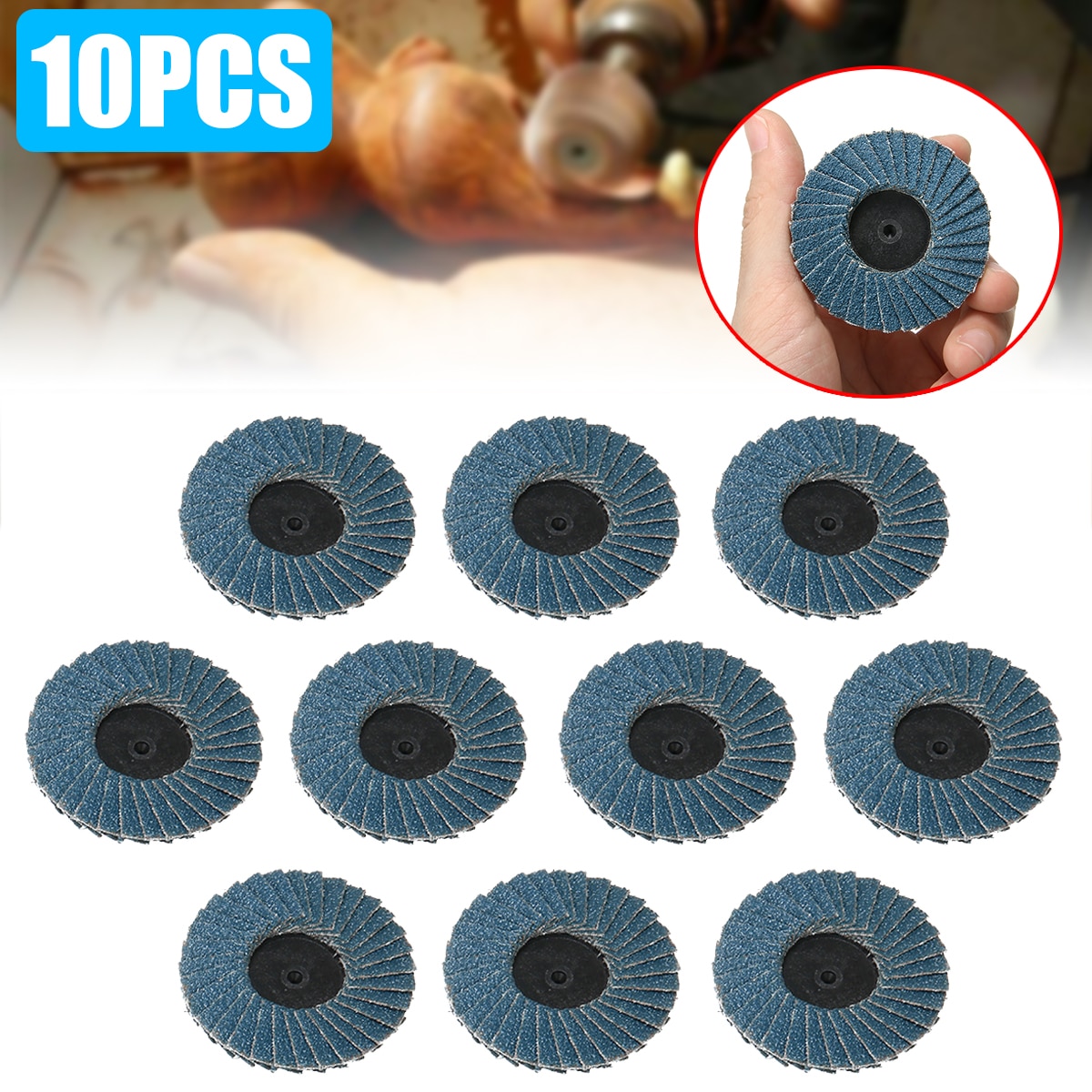 10Pcs Flap Discs 2 Inch Sanding Discs 60 Grit Lug Sanding Grinding Wheel Flap Type R Roloc Disc Wheels For Angle Grinder