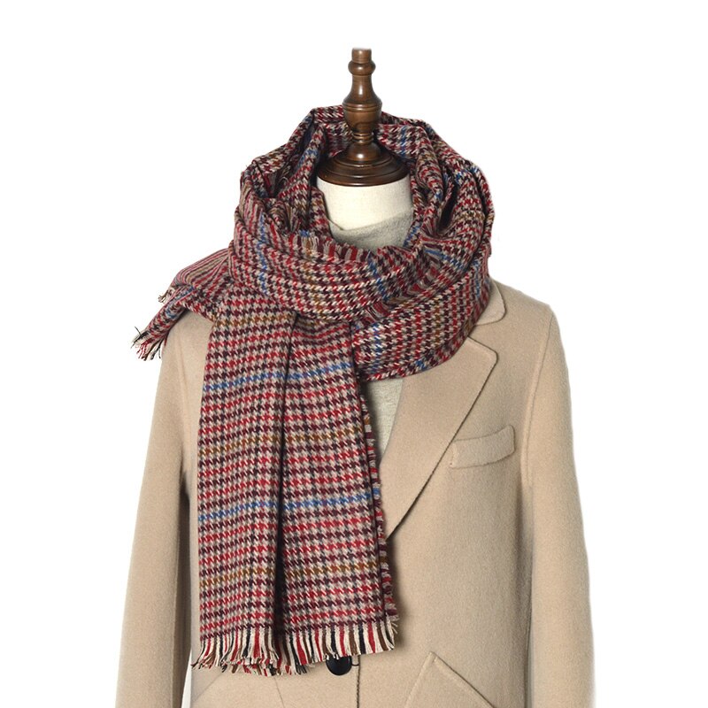 Bufanda de clásica para hombre y mujer, pañuelo de invierno a cuadros escoceses, cálido, informal, a la , de imitación de Cachemira, novedad de