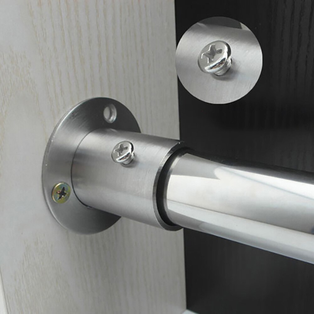 Tiazza 1pc rustfrit stål justerbar rund garderobe beslag hardware hængende skinne stang ende beslag understøtter skab pol stikkontakter