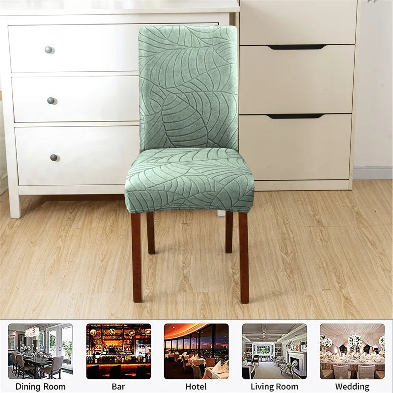 1PC Leaf Jacquard Chair Covers Removable Stretch universal Chairs Cover Solid Color Seat Covers for Dining Room Hotel Banquet