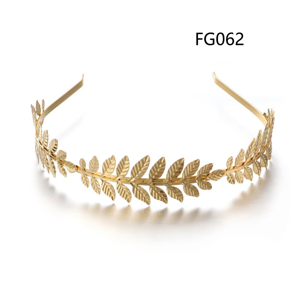 Gyllene retro blad hårband metall hår båge bröllop hår krona tiara hår kammar brud pannband dekor hår styling verktyg: Fg062