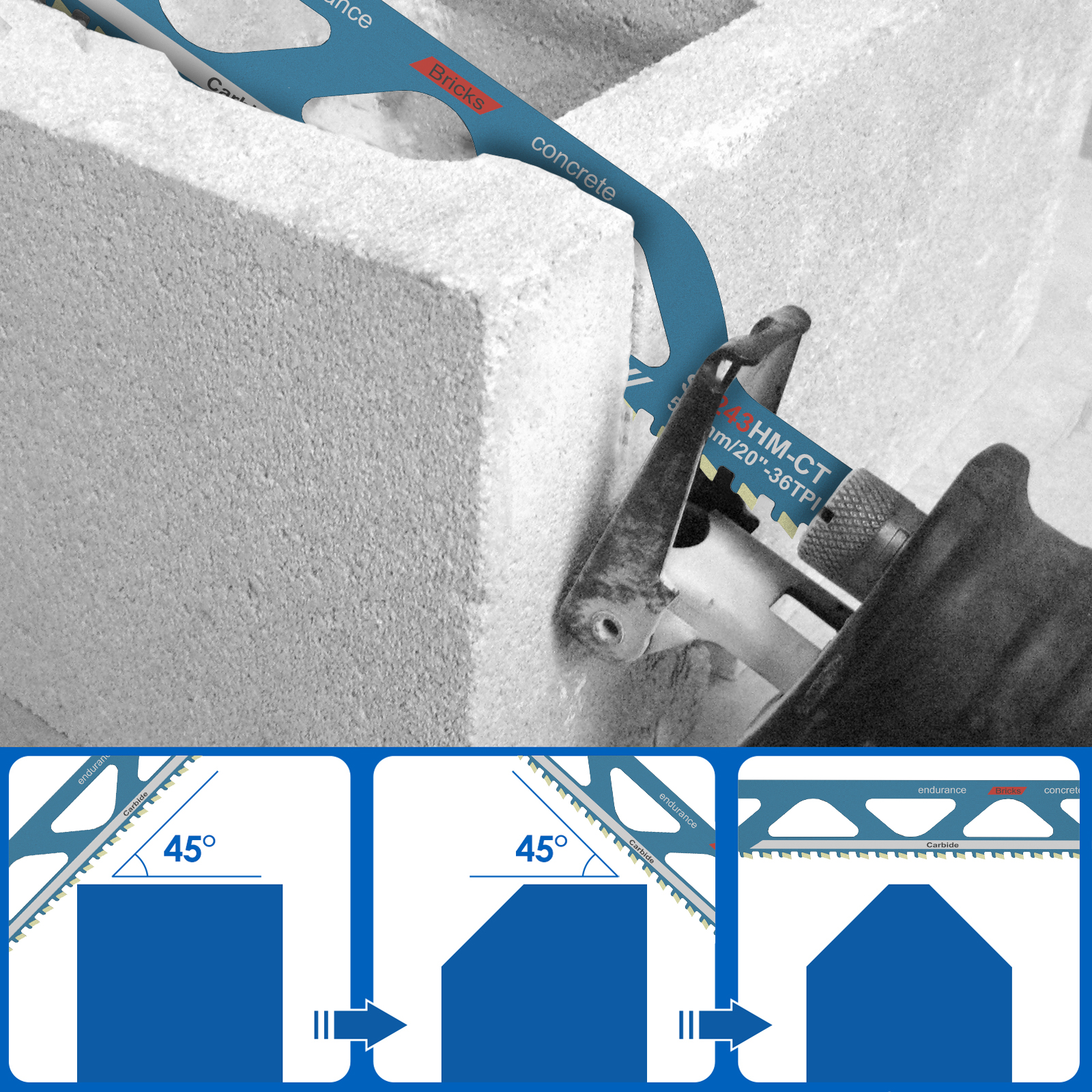 Lâmina de serra alternativa, 10/12/18/20 polegadas, corte universal, lâmina de serra sabre, alvenaria, lâmina de corte para painéis compostos de cimento