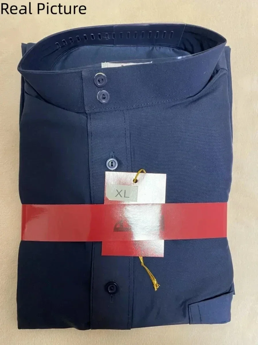 2025 Mannen Moslim Mode Lange Mouw Abaya Saudi Arabische Effen Kleur Losse Kaftan Bescheiden Gewaad Mannen Musulman Kostuums Jubba Thobe: XXXL / Blauw
