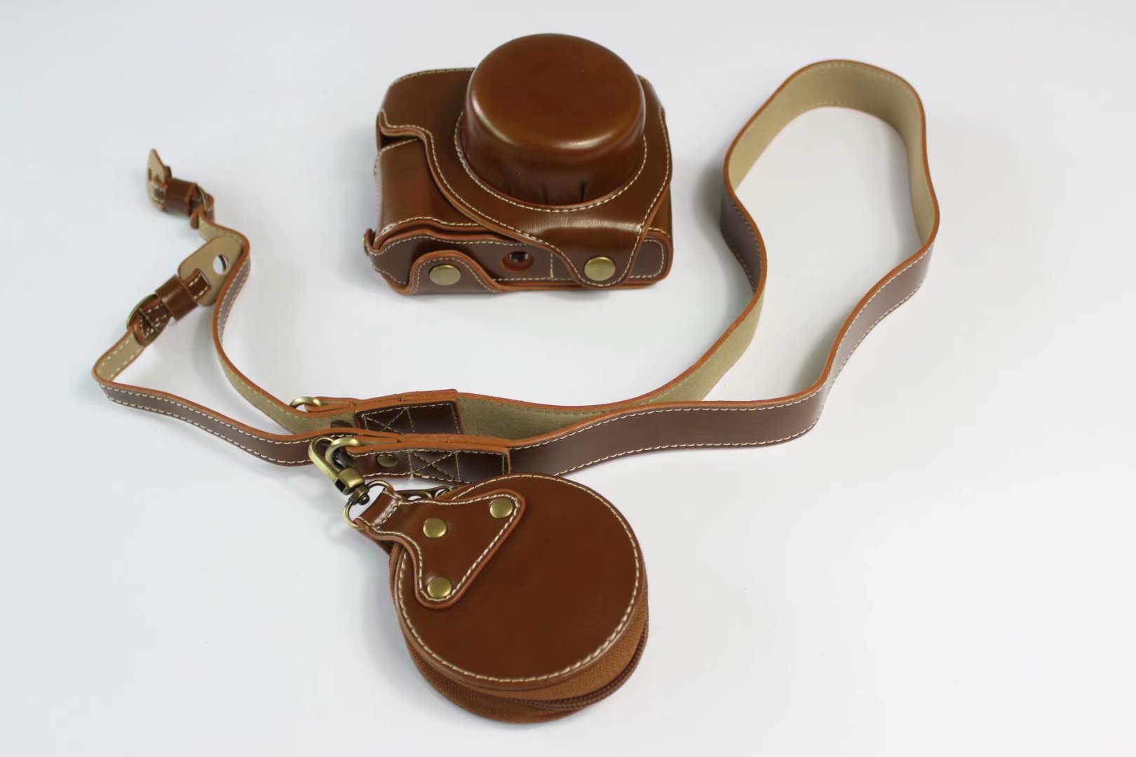 Luxury PU Leather Camera Case Bag Cover For Panasonic DMC-LX100 LX100 LX100 II DC-LX100 II Camera Bag With Strap: Luxury Brown case