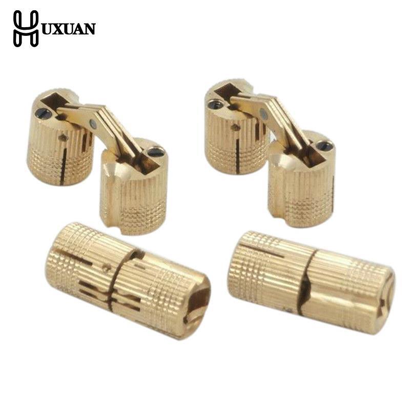 1/4pcs 8-18mm Copper Barrel Hinges Cylindrical Hidden Cabinet Concealed Invisible Brass Hinges Mount Door Furniture Hardware