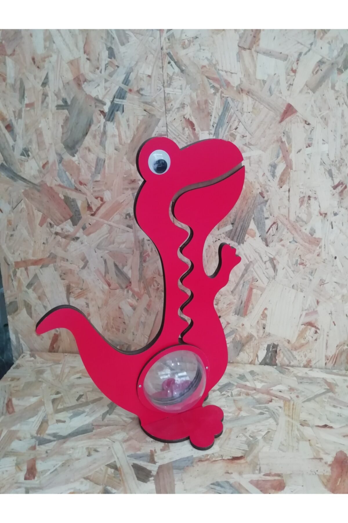 Tirelire dinosaure en bois, 50 Cm, rouge