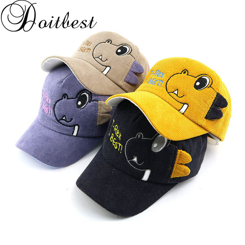 Doitbest 2 tot 8 Jaar oud Kind Baseball Cap Hip Hop herfst Corduroy dinosaurus kids Zonnehoed Jongens Meisjes Caps snapback hoeden