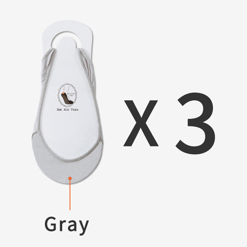 3 Pairs Invisible Boat Socks Women Summer Silicone Non-Slip Socks for High Heels Shoes Ice Silk Thin Half-Palm Suspender Sock: Gray