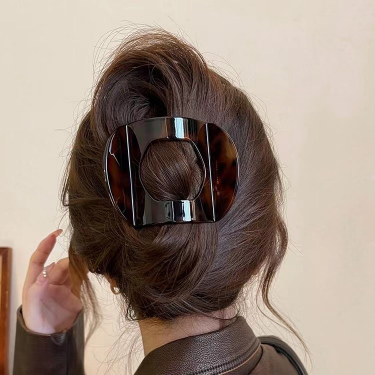 Clip de pelo de ácido acético coreano, accesorios para el cabello, Clip de cuchara con estampado de leopardo para mujer, Clip de pelo de primavera con cola de caballo baja, 1 ud.