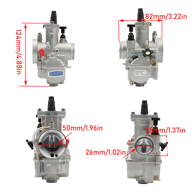 Carburador de motocicleta con Power Jet para Keihin 2T 4T ATV Quad Go Kart 75-250cc PWK 21 24 26 28 30 32 34mm carburador Universal: Multicolor