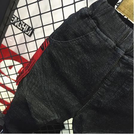 Barns stretchjeans mörka bokstavssömmar som passar för 2-6 år gammal pojke