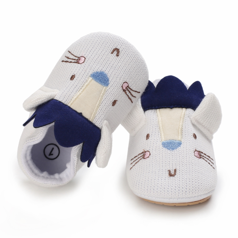 Spring And Autumn Soft Soled Shoes Boys And Girls Knitted Cartoon Rubber Soled Non Slip Shoes 0-18 Month Toddlers