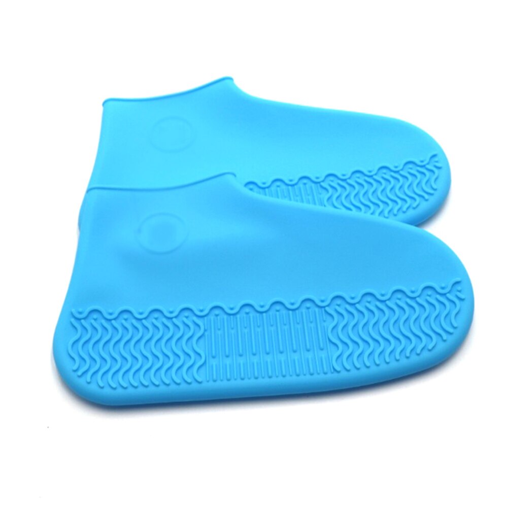 Silicone imperméable chaussures couvre cyclisme pluie réutilisable couvre-chaussures Silicone Latex élastique chaussure couverture chaussures organisateurs beignet: Light Blue / L