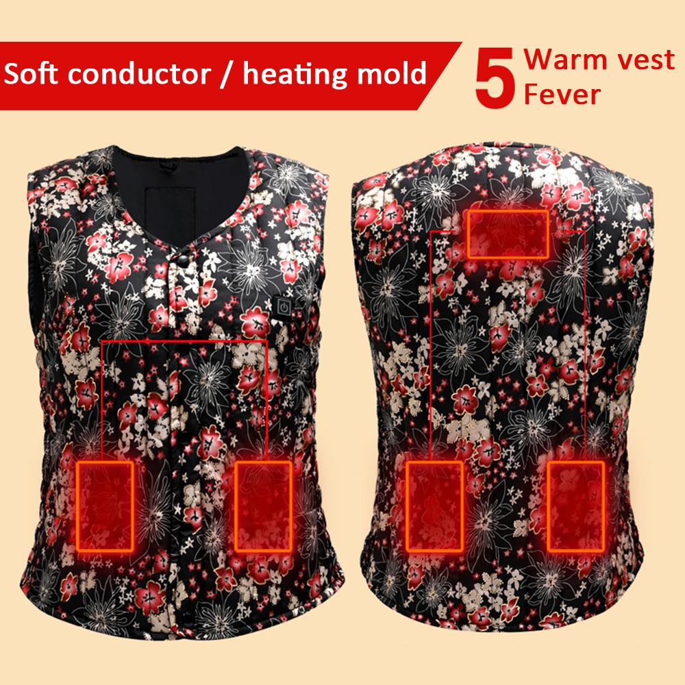 5 warm Electric heated vest intelligent heating jacket female vest heating woman Mountaineering vest usb heated outdoor clothes