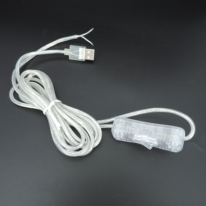 Cable USB de CC de 5-12V, fuente de alimentación transparente de 2M, 22AWG, Conector de botón de interruptor macho y hembra, Cable de extensión: Verde militar