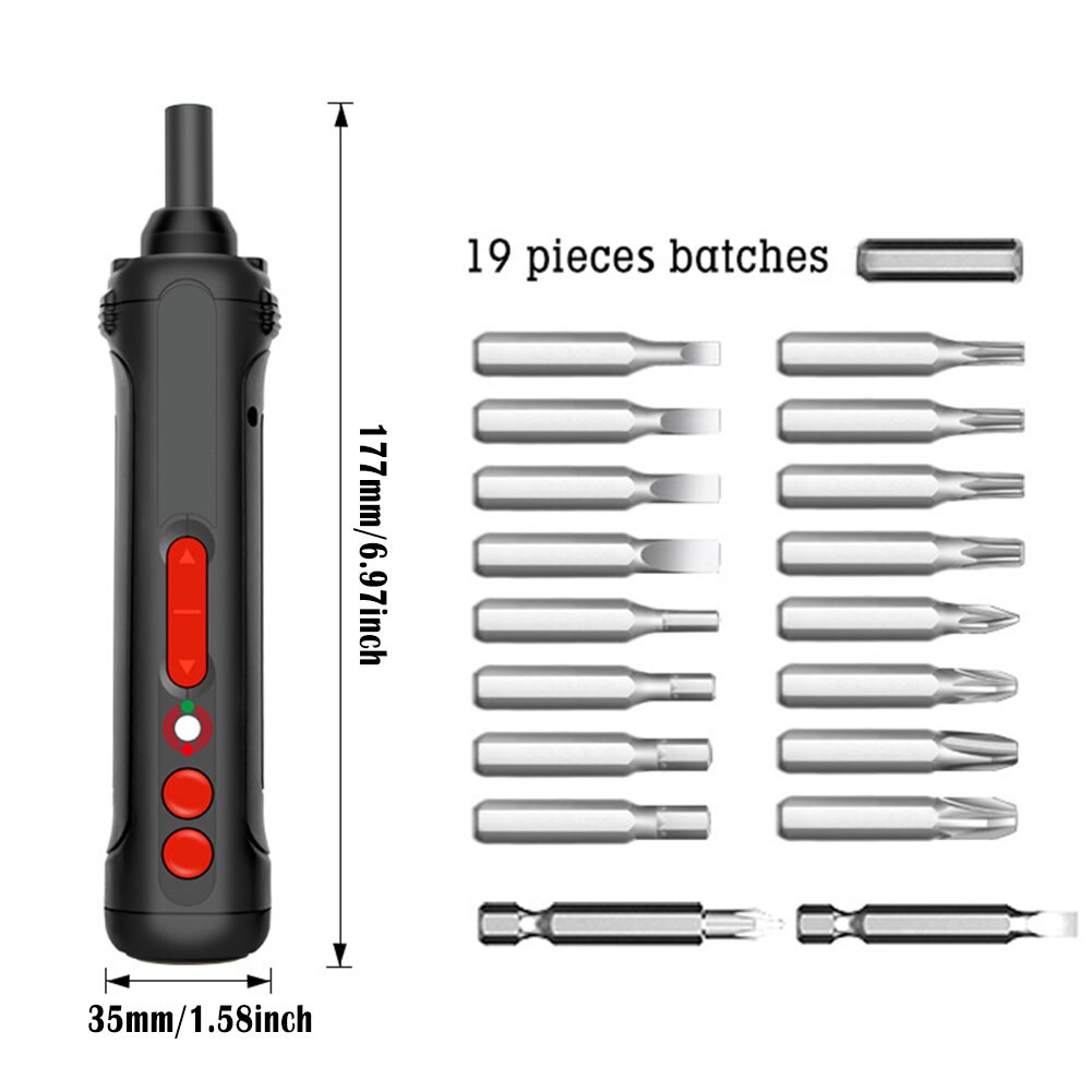 Elektrische Schroevendraaier Led Licht 2000Mah Batterij Usb Oplaadbare Schroevendraaier Schroevendraaier Boor Schroef Driver Diy Tool Reparatie Set