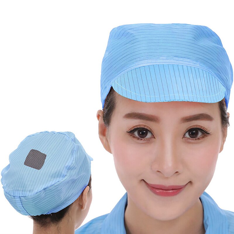 Elastisk mesh støvtette hetter antistatisk leie rom pustende arbeider lokk restaurant service verksted menn kvinner arbeider lue: Blå