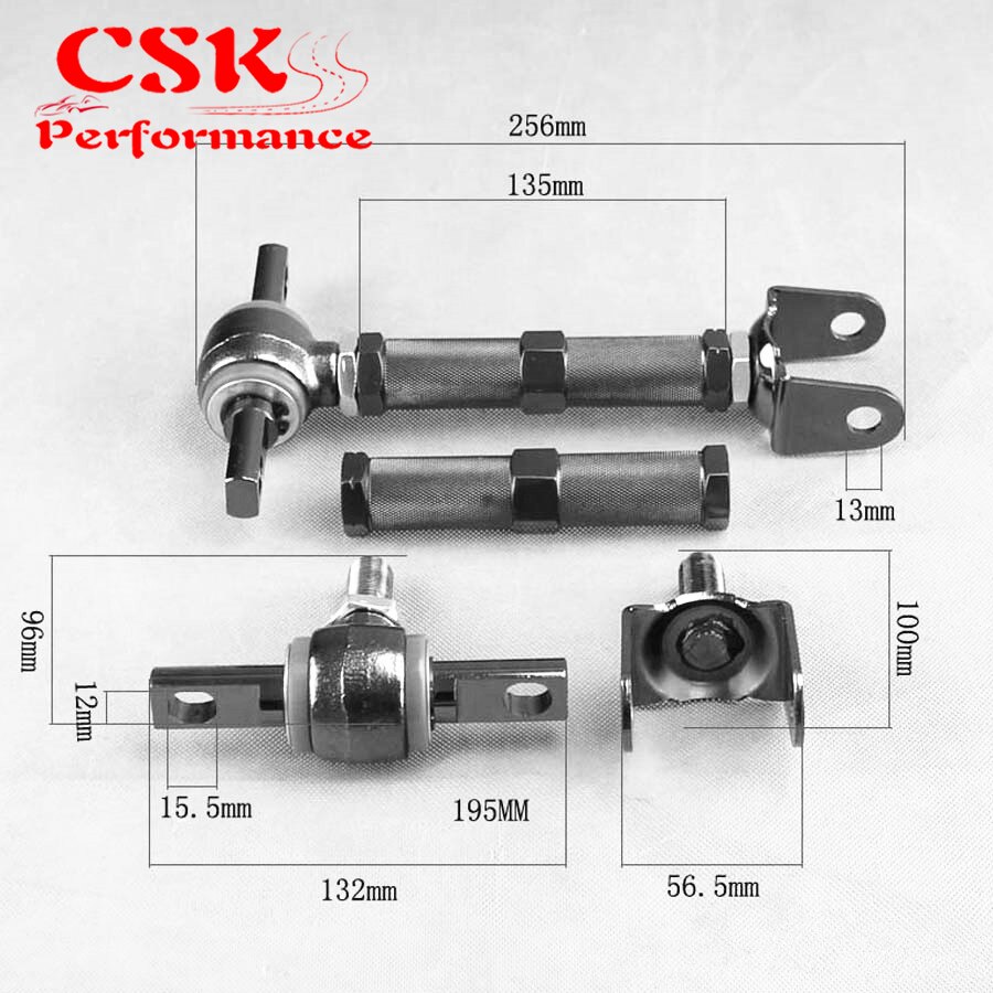 2pcs Rear Camber Control Arm Kit For 01-05 Civic EM EP3/02-06 Acura RSX DC5 BK