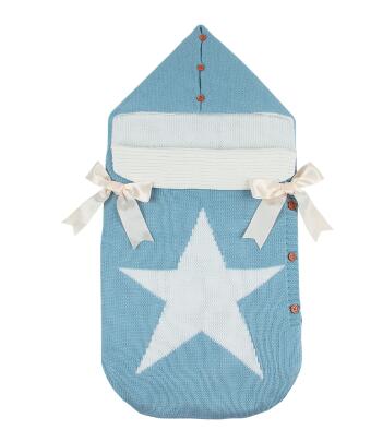 Sobres de punto de oso de dibujos animados para recién nacidos, sacos de dormir de otoño gris abotonada bebé infantil, saco de dormir, manta de primavera: 82W430 sky blue