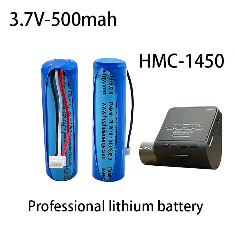 3.7V 500mAh Li-ion Battery For 70mai Smart Dash Cam Pro ,Midrive D02 HMC1450 Replacement Batterie 3-wire Plug 14*50mm+tools