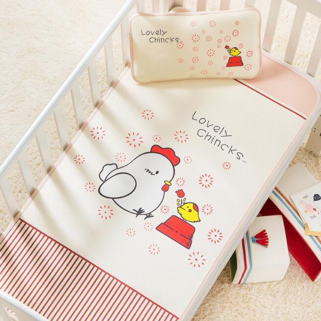 Baby tumling sommer cool måtte sengesæt puder madras sikkerhedsbeskyttelse is silke 2 stk/sæt tegneserie print bhs 006: E