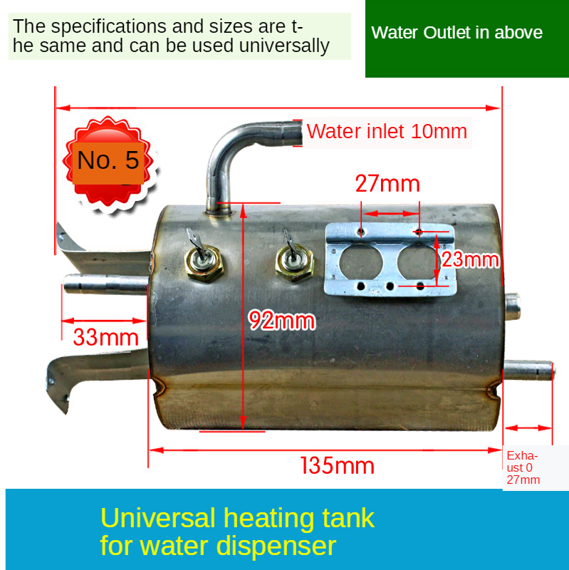 Vandvarmer vandvarmer varmelegeme tilbehør rustfrit stål energibesparende tank opvarmningstank universal elvarmerør