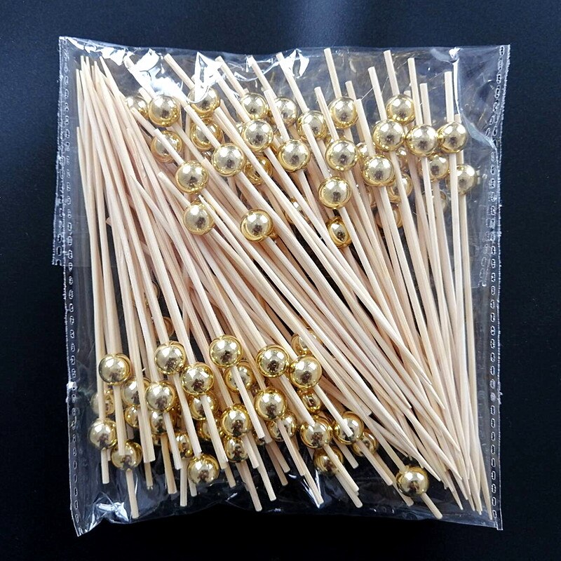 100 stk 12cm jordbærformede fruktspyd bambusspyd cocktail dessert gaffel tre frukt forrett tannpirker perle frukt