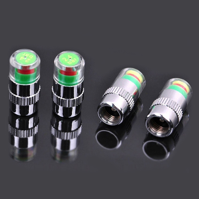 4 stuks autobandenspanningsindicator bandenspanningsmeter indicator alert monitoring ventieldop sensor externe klepdetectie