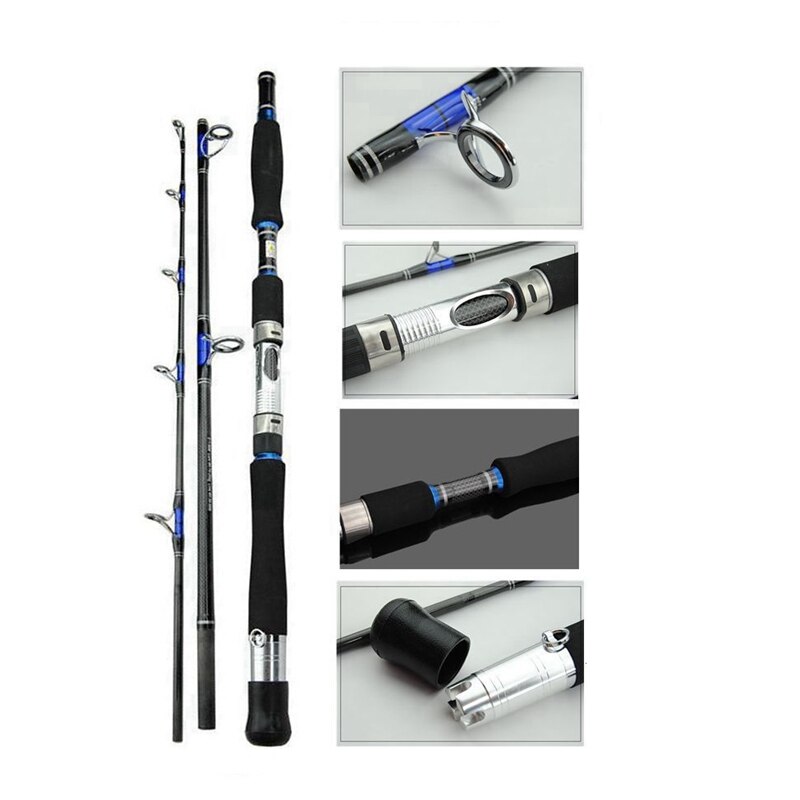 Carbon Fiber Fishing Rod 3 Section Spinning Fishing Rod Lure Weight 70-250g XH POWER Ultra Light Boat Fishing Pole