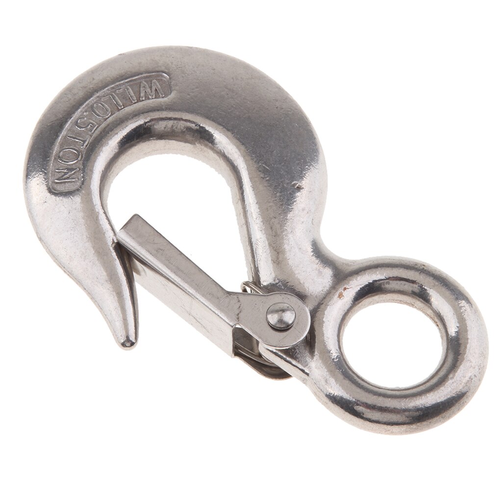 Marine Stainless Steel Clevis Hook Spring Loaded Safety Latch Universal for Winch Cable ,Tow Crane Lift