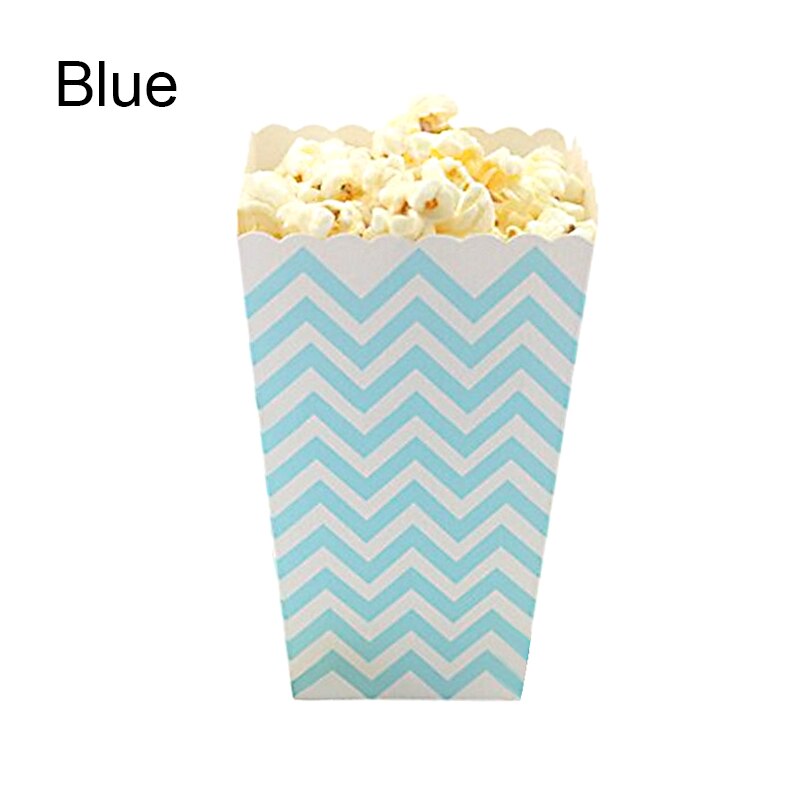 Papiræsker dekoration stribet form slik festartikler mad pommes frites snackkasser engangsgodt papir æske popcorn: Tråd / Blå